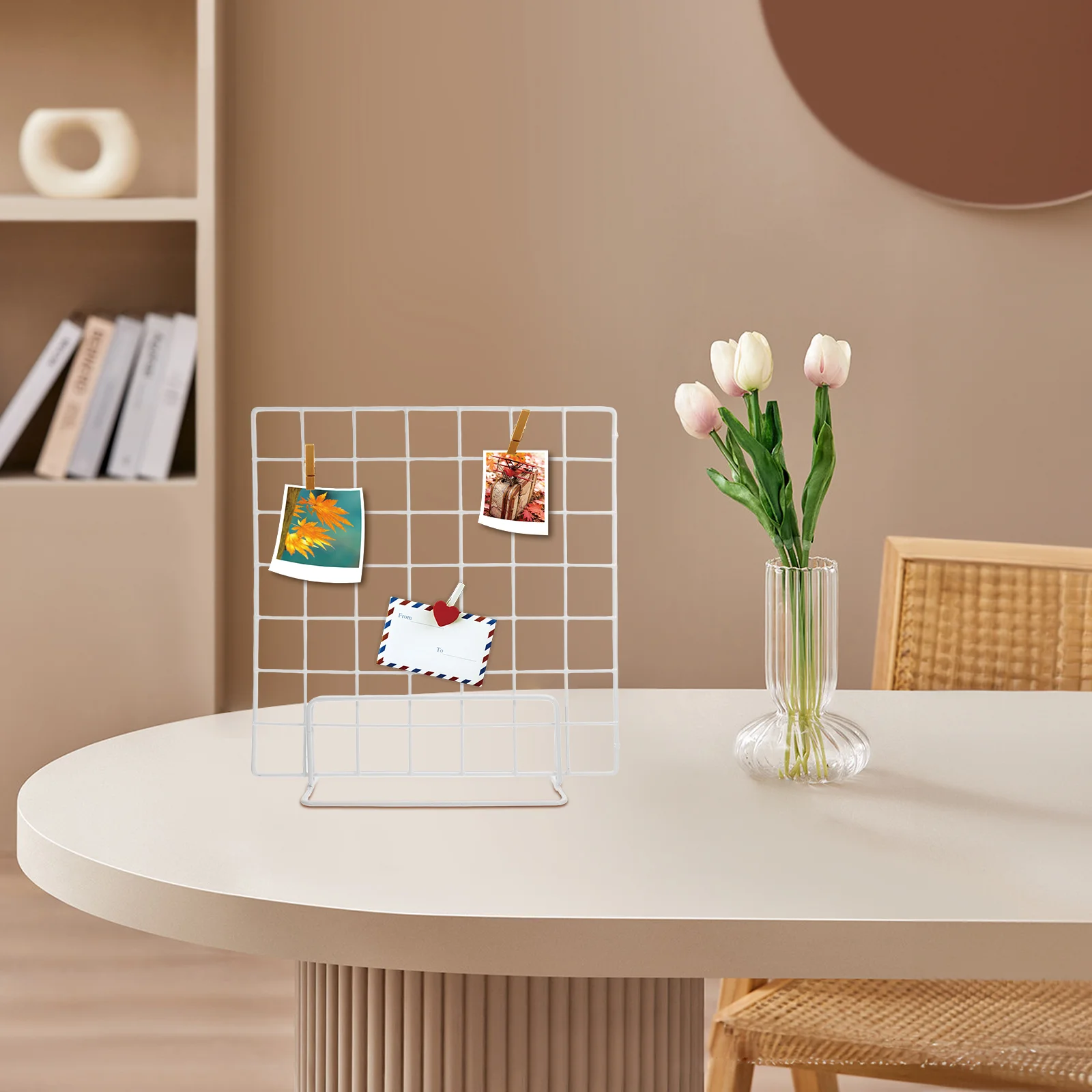 

2Pcs Display Stand Standing Grid Tabletop Metal Partition Rack Photo Frame Shelf Multifunctional Sleek Sturdy Wire Iron ganizer