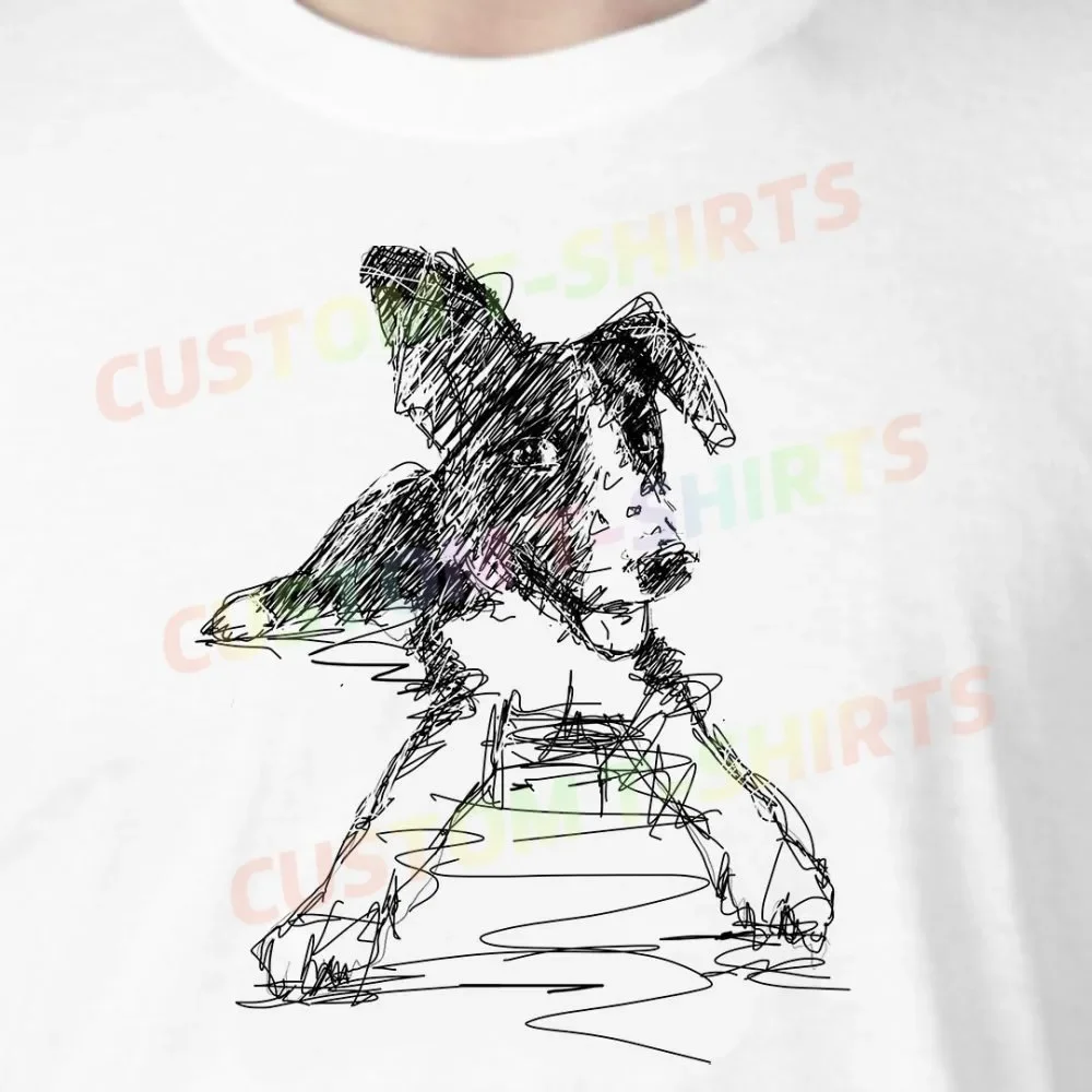 

186 32_Border_Collie Fans' comic-style hand-drawn pattern T-shirts for both men and women in summer