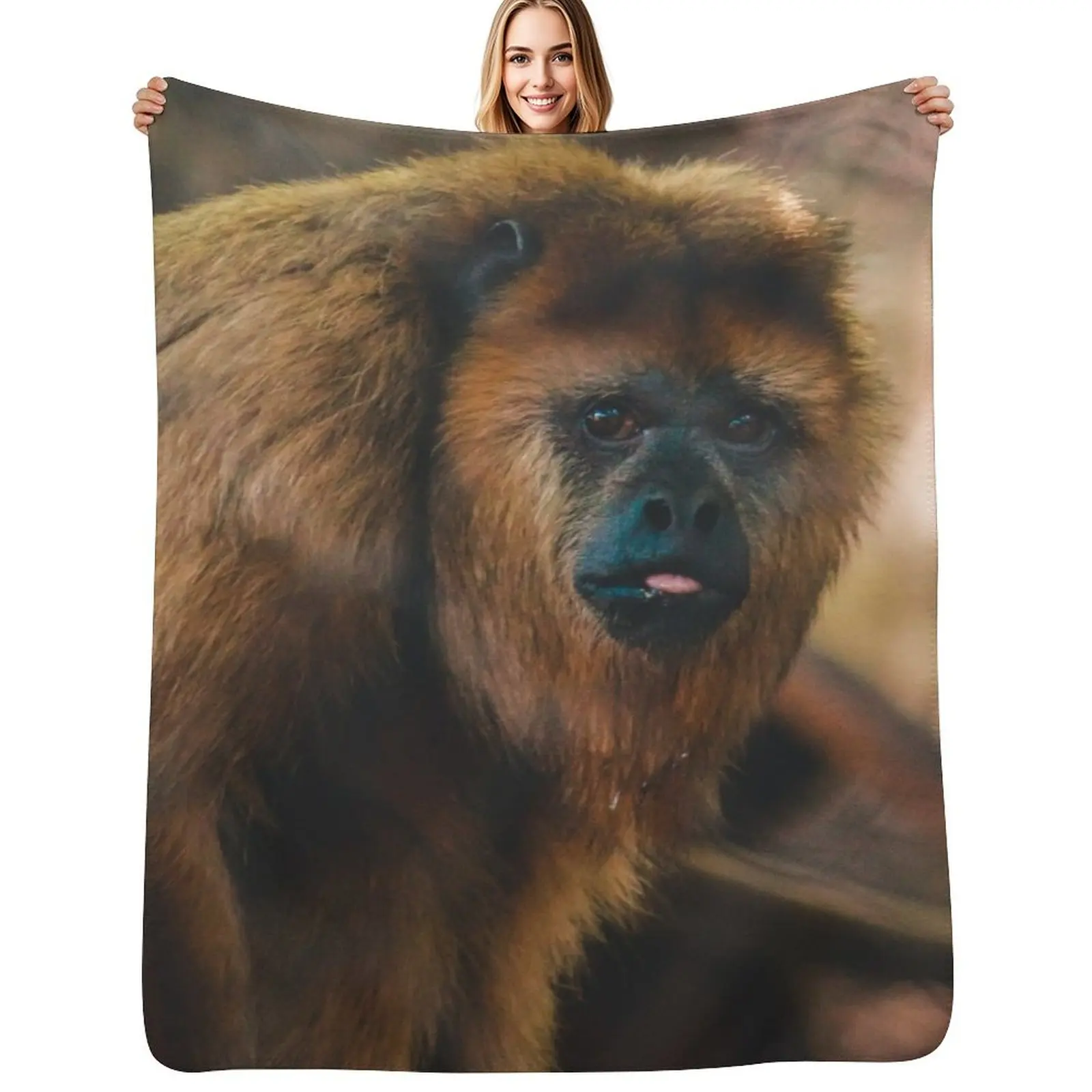 Couverture de couchage chaude Howler Monkey pour le bureau, le canapé ou le lit, avec motif d'animal de zoo