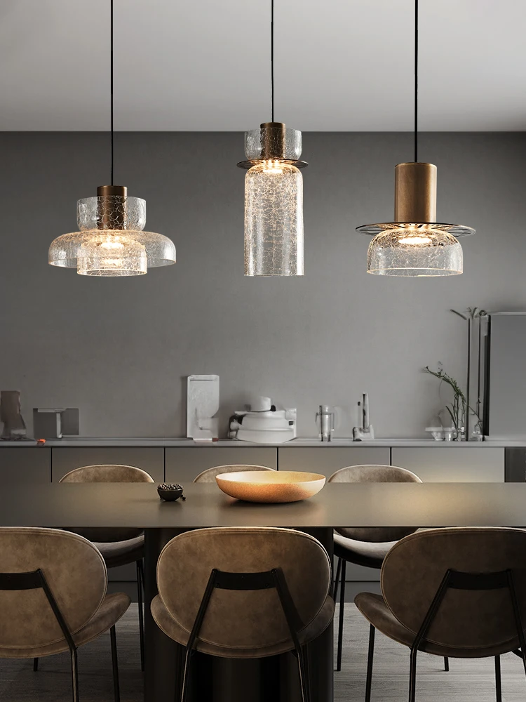 Minimalist retro bedside pendant light luxury coffee shop bar table light designer light explosion crack pendant lamp