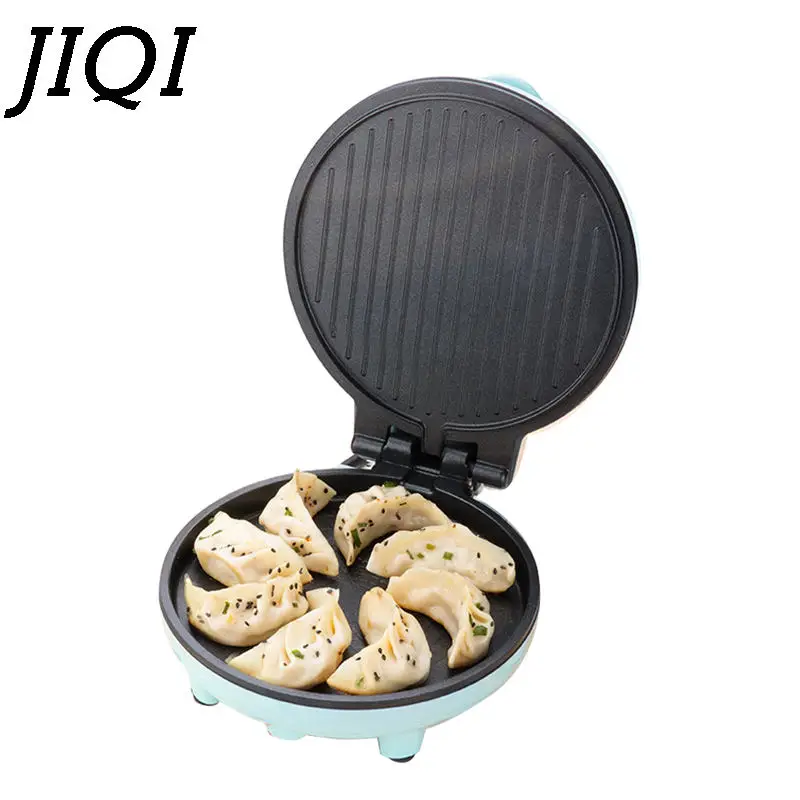 JIQI Household Electric Skillet Crepe Pancake Maker Double Side Heating Automatic Pizza making Machine Portable BBQ Frying Pan