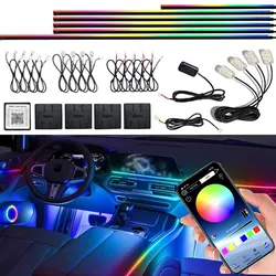 6/10/18 in 1 Car Ambient Light 64 Colors RGB Symphony Streamer Acrylic Hidden Music LED Strip Atmosphere Lamp Kit APP Control