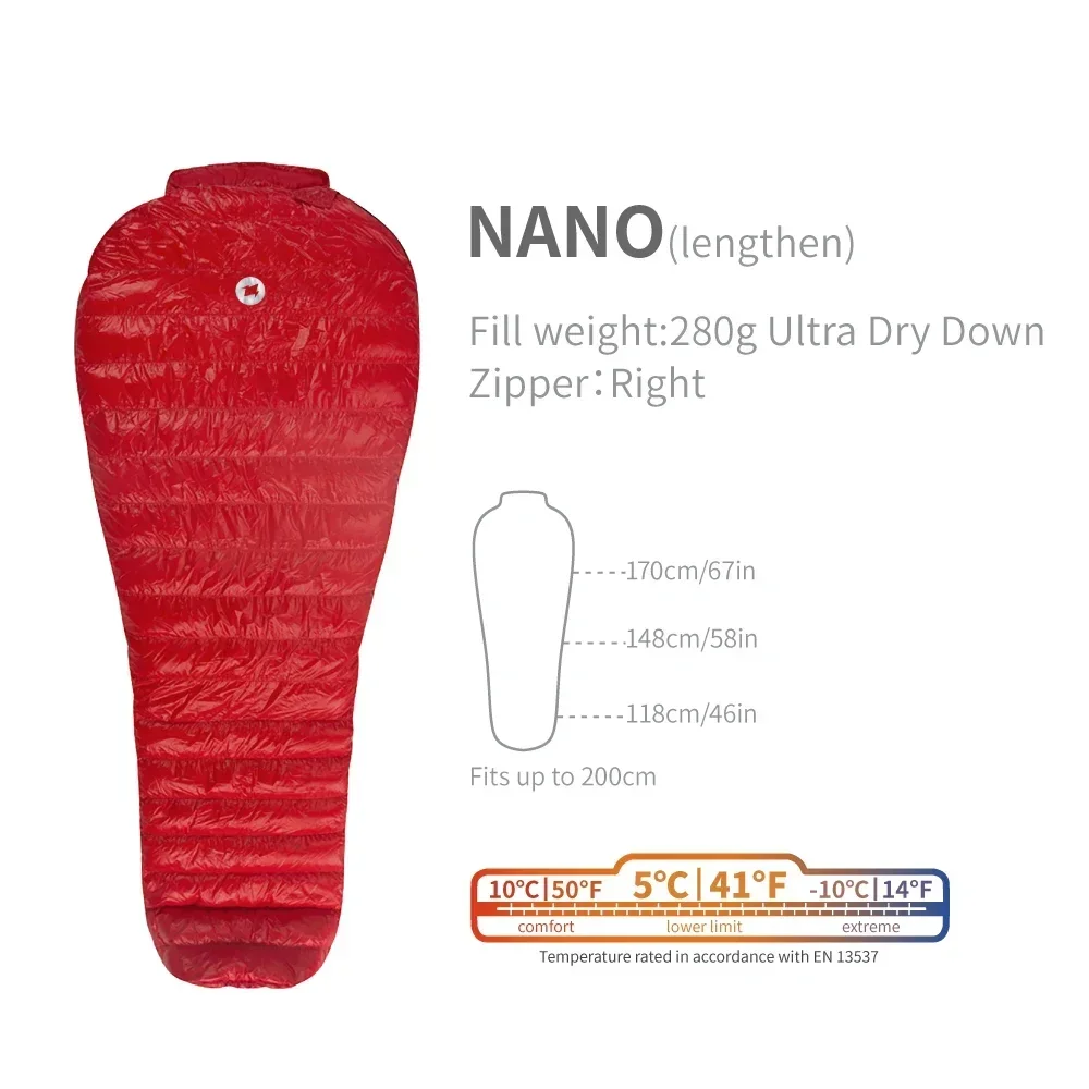 AEGISMAX NANO 5 องศา 700FP Ultra DRY Goose Down Sleeping BAG Ultralight Outdoor Camping Hiking ถุงนอนสําหรับ Men & Women