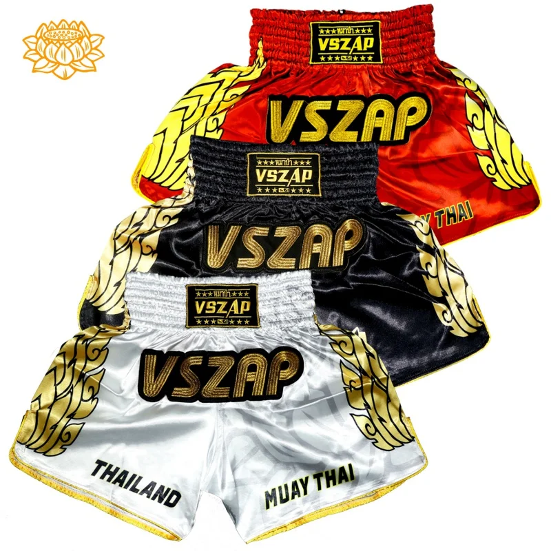 

Vszap Thai Boxing Training Shorts Lotus Tiger Fighting Boxing MMA Sanda Fitness Sports Leisure Embroidery Pants