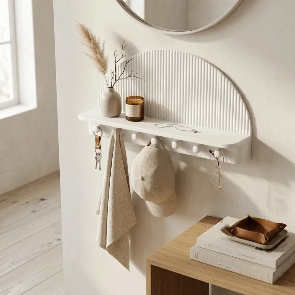 Gift For Housewarming 3D Printed Wall Mount Storage Rack Wavy Curved Wall Decor Key Rack Door Back Organizer Indoor