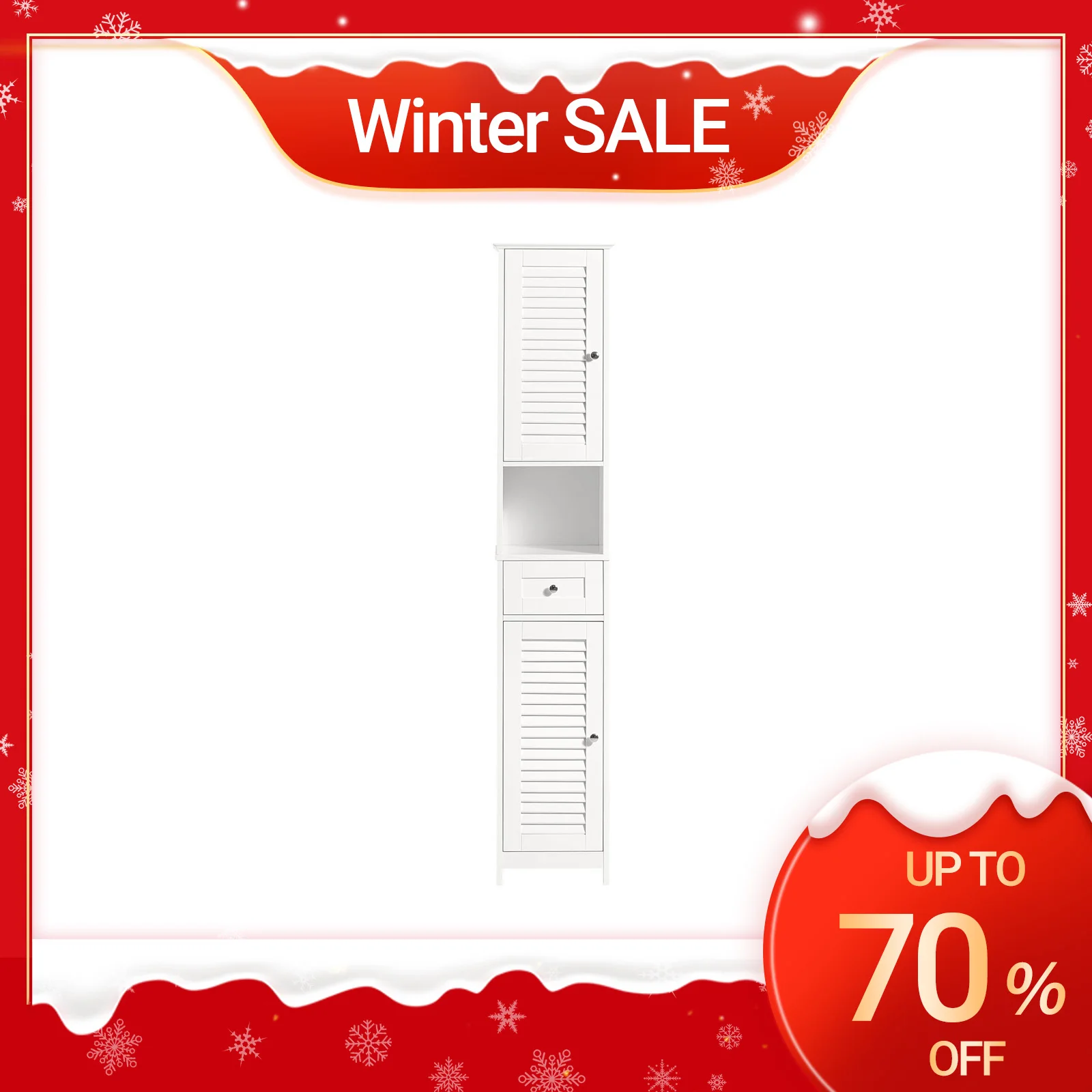 SoBuy FRG236-W bagno armadio alto mensola bagno armadio bagno mobili bagno con 1 scomparto aperto, 1 cassetto e ante