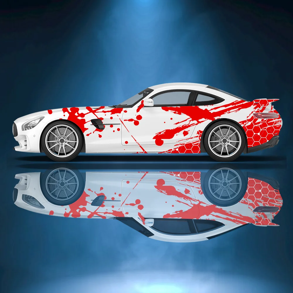 

Red Honeycomb Irregular Splash Car Side Sticker Vinyl Self-adhesive Paper Motorsport Decal Suitable for Suv Auto Accessories