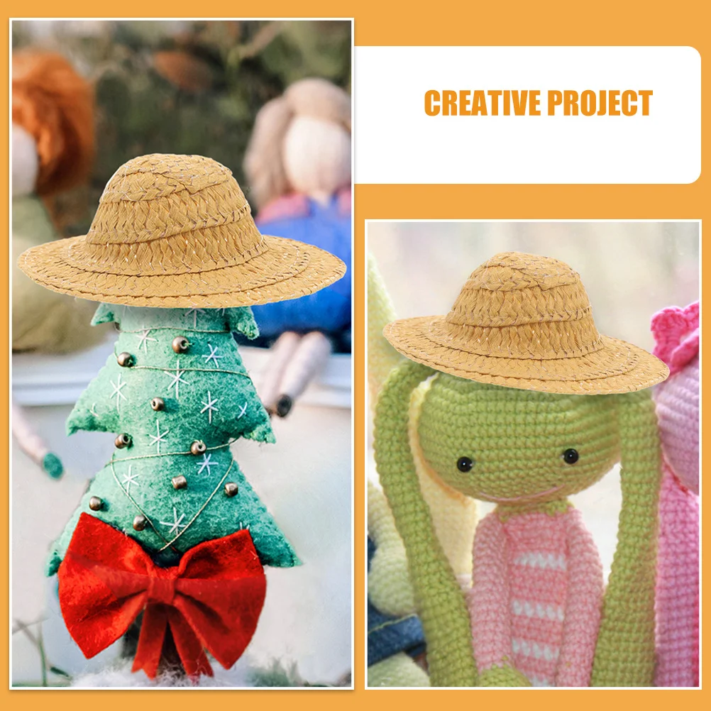 10 قطعة القبعات المنسوجة الصغيرة مصغرة أفضل القبعات للحرف اليدوية نظرة طبيعية DIY بها بنفسك اكسسوارات ريفي التصوير الدعائم نمط يدويا
