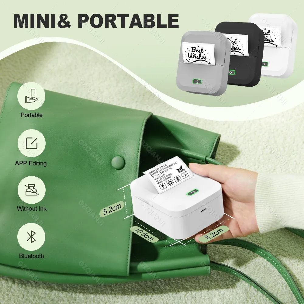 20-50mm X2 Portable Thermal Label Printer Wireless Sticker Printer For Home Adhesive Label Maker Compatible With iOS & Android