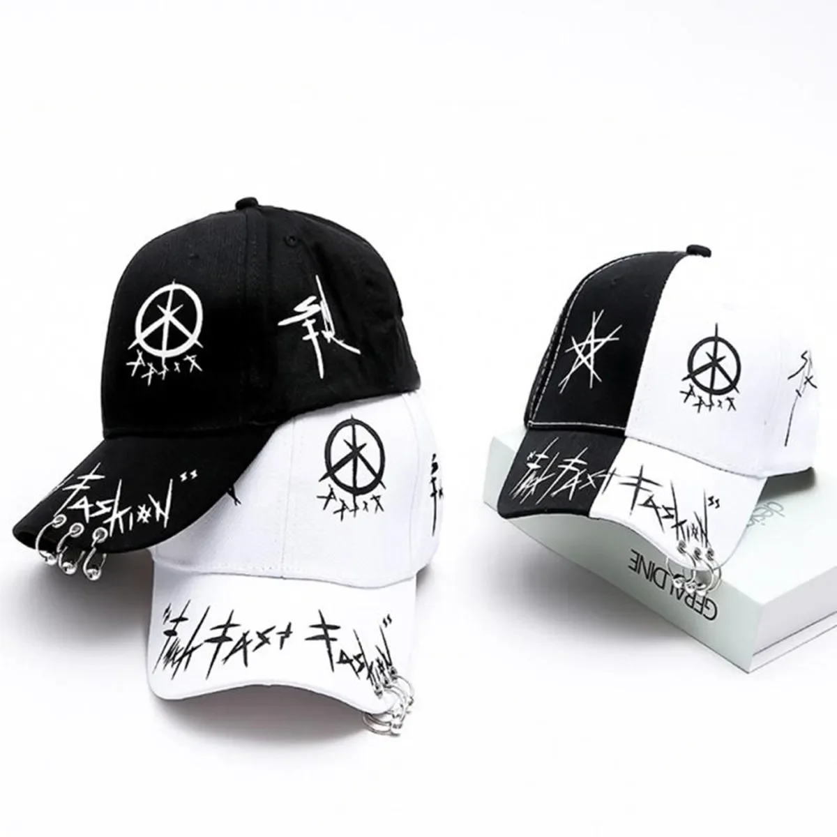 Unisex Eye Printed Iron Ring Baseball Caps Spring and Autumn Outdoor Adjustable Casual Hats Sunscreen Hat