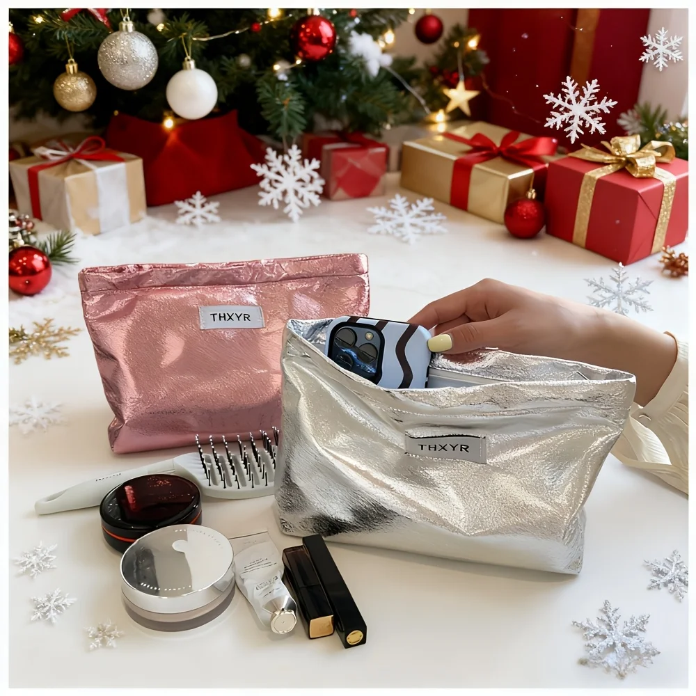 Large-Capacity Makeup Bag, Trendy Niche Design Skincare and Lipstick Storage Bag, Portable Clutch Toiletry Bag, Travel Clutch Bag, Christmas Holiday Gift Storage Bag for Wife or Girlfriend