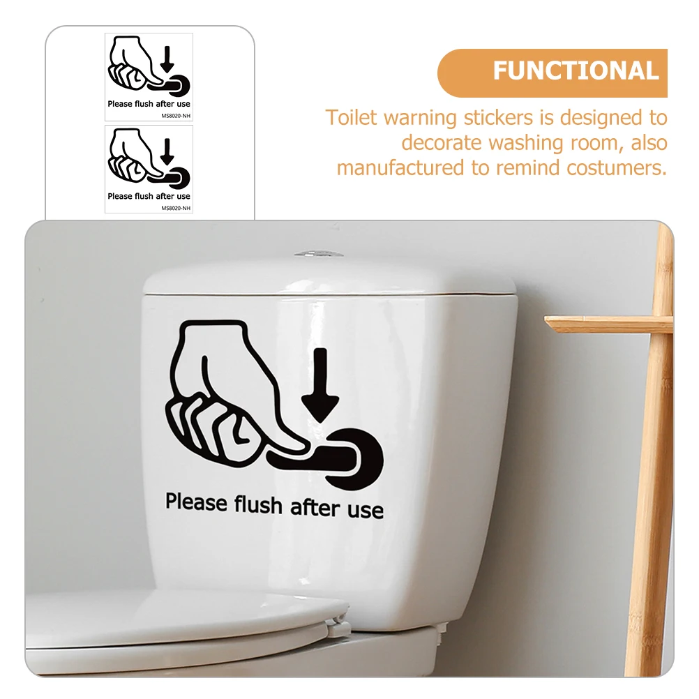

2 Sheets PVC Toilet Warning Stickers Bathroom Decals Wall Decor Living Room Smooth Area Signs No Residue Protect Surface Toilet