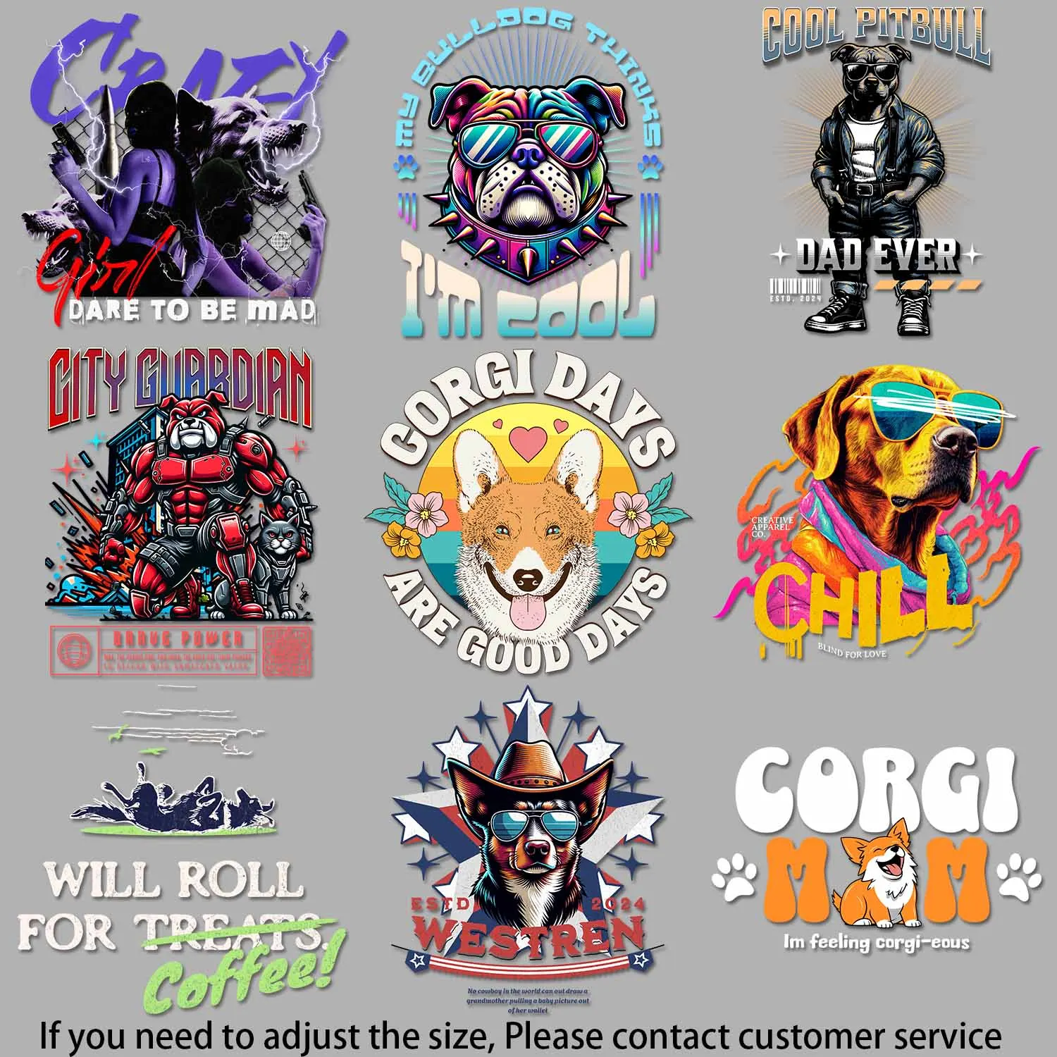 Thermal patches clothing Urban - protector - dog picture Futuristic - robotic - dog image Durable Fabric Stickers DIY Craft