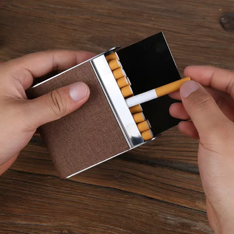 

Stainless Steel & Canvas Cigarette Case for 20 I Slim Creative Metal Holder with Fabric Wrap I Trendy Ultra-Thin Protective Case