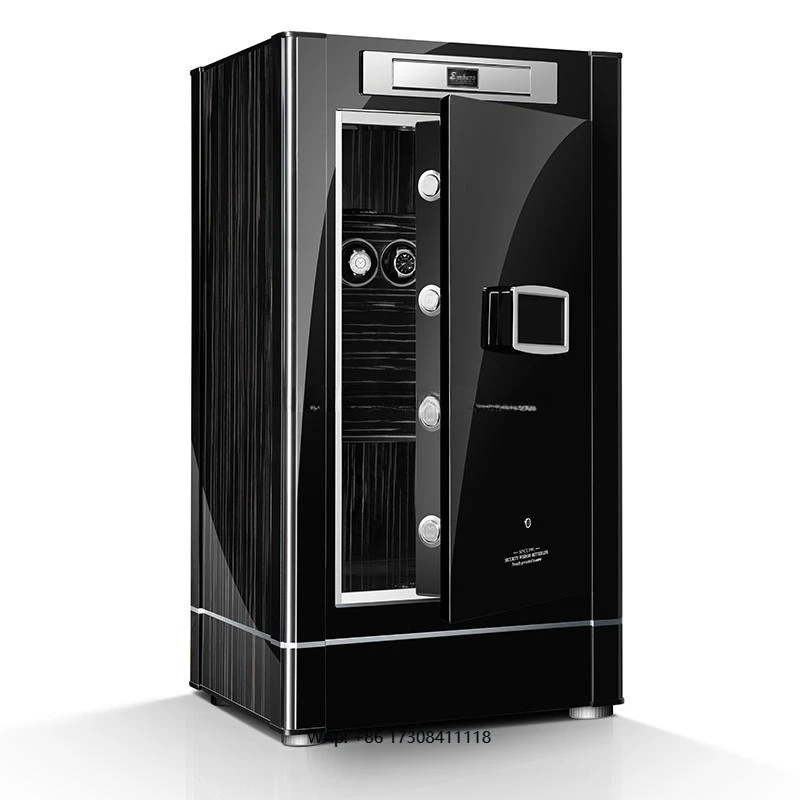 Automatic Winding Watch Safe Storage Cabinet with Fingerprint Lock Jewelry Safety Deposit Box Metal Rectangle