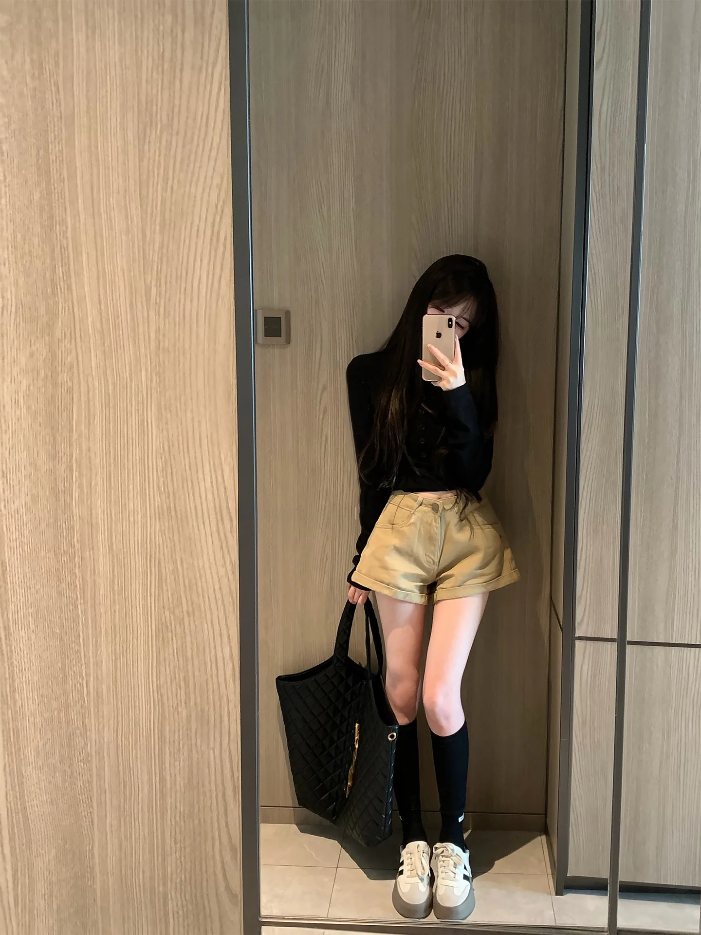 

Женские классические широкие джинсовые шорты Mengling American Sle цвета хаки с завышенной талией на пуговицах, осенние, хит продаж