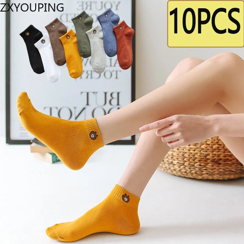 10pairs Ankle Socks Soft Pure Cotton Low Cut Athletic Casual Mutil Color Invisible Socks for Women