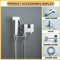 Wall Mounted Toilet Bidet Sprayer Set Brass Double Use Bidets Faucet Bathroom Sprayer Shower Bidet Faucet High Pressure Gun