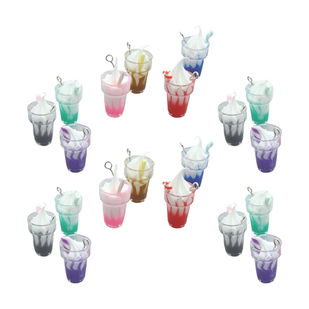 20 Pcs Ice Cream Pendant Earring Charms with Hole Jewelry Accessories Fine 13X13X18CM Keychain Hanging Ornament DIY Pendants