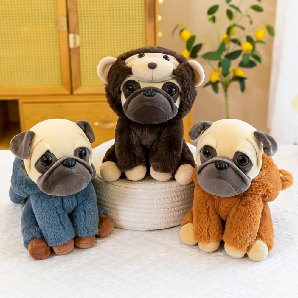 Criança menina animal de pelúcia cão brinquedos de pelúcia travesseiro macio vestir-se bulldog recheado pug cão kawaii shar pei cão pelúcia decoração do quarto