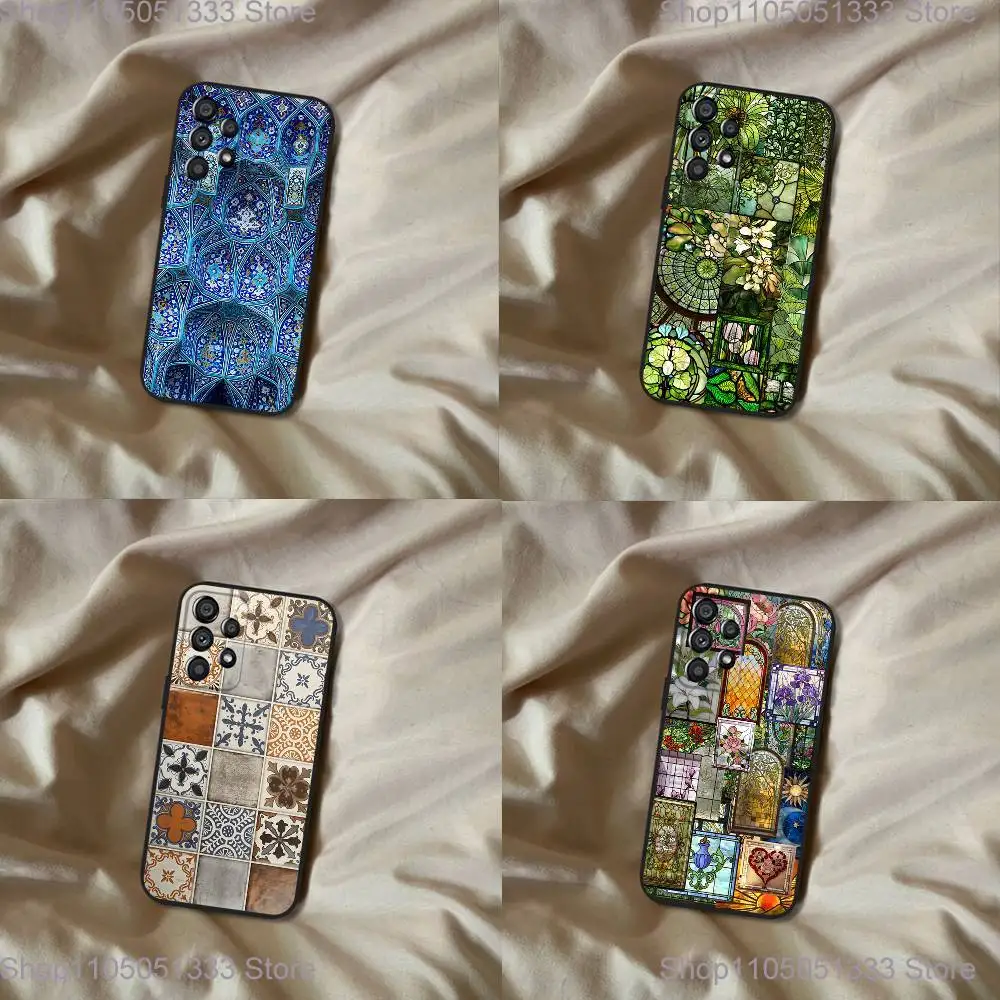 

M-Moroccan Tile Phone Case For Samsung Galaxy A20,A21s,A22,A31,A32,A52,A53,A72,73,A80 Soft Black Cover