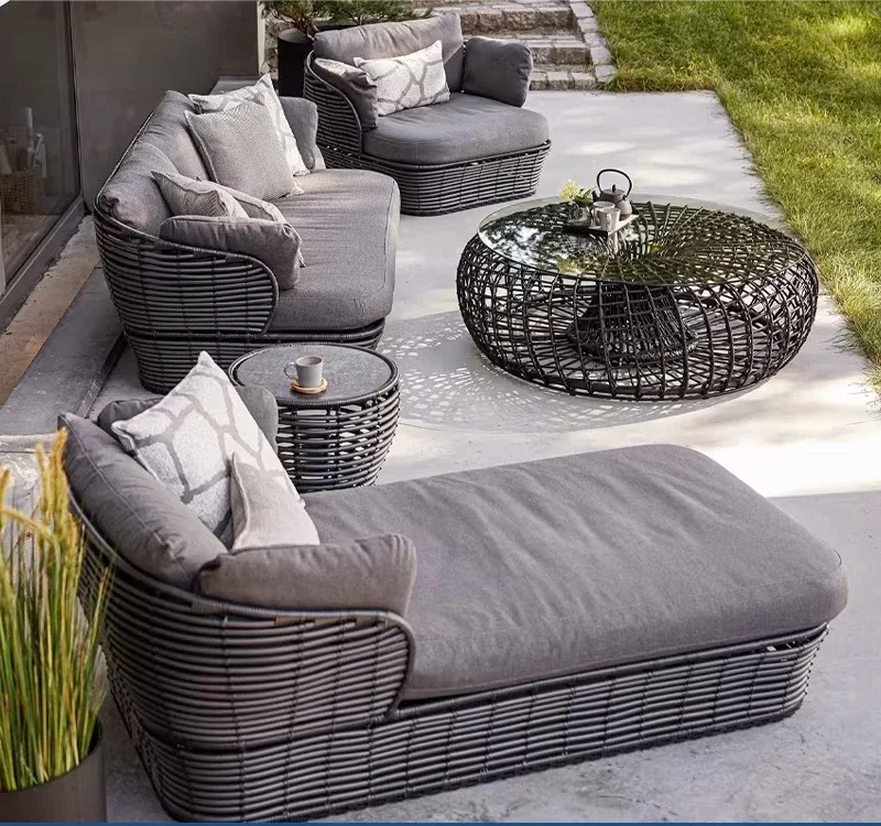 

Outdoor rattan sofa villa open-air sofa light luxury courtyard