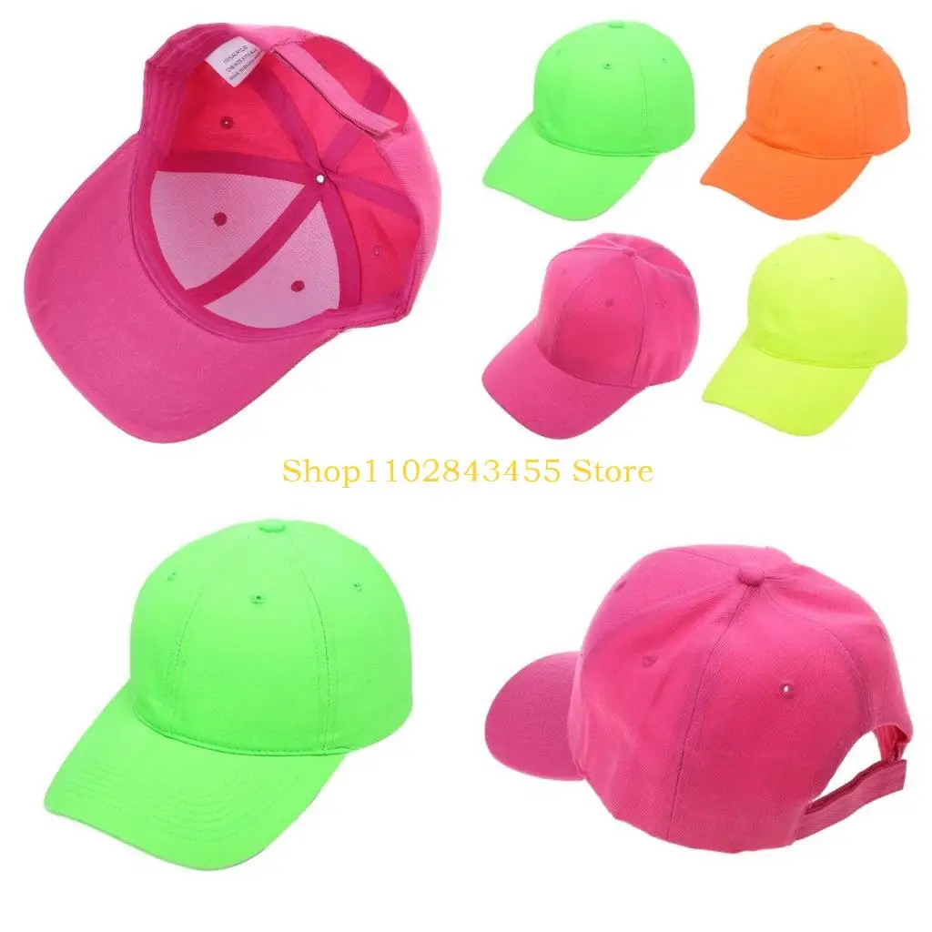49MC Gorra béisbol color sólido neón protector solar visibilidad para papá camionero