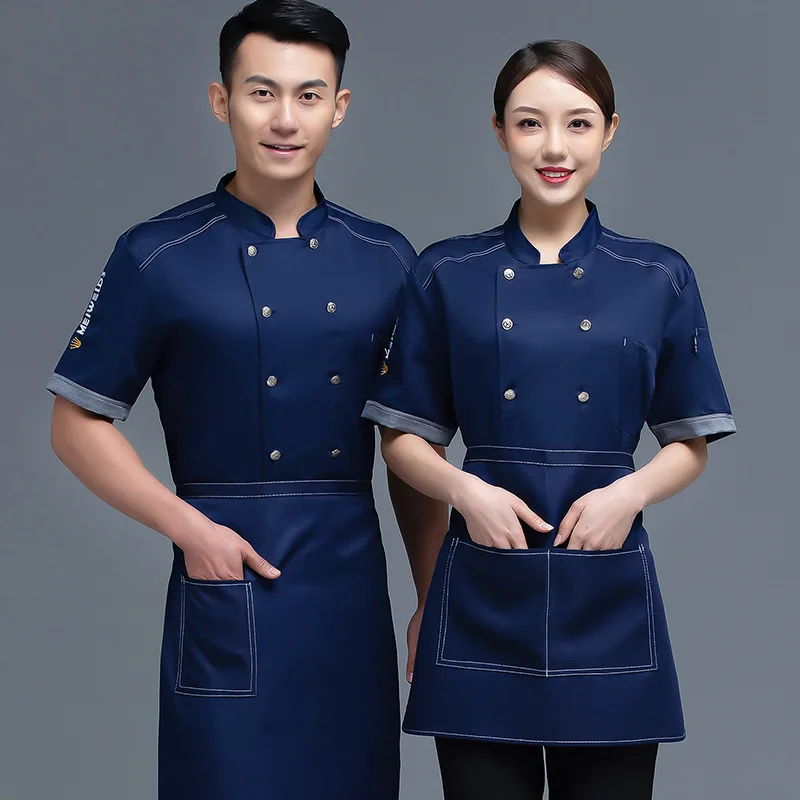 

Chef Overalls Short-Sleeved Men'S Summer Thin Breathable Mesh Ice Silk Fabric Hotel Back Kitchen Clothes Senior Women