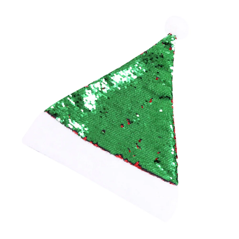 

Green Sequin Santa Double Sided Paillette Christmas Hat Premium Lightweight Party Favors Festival Decorations Holiday Gift