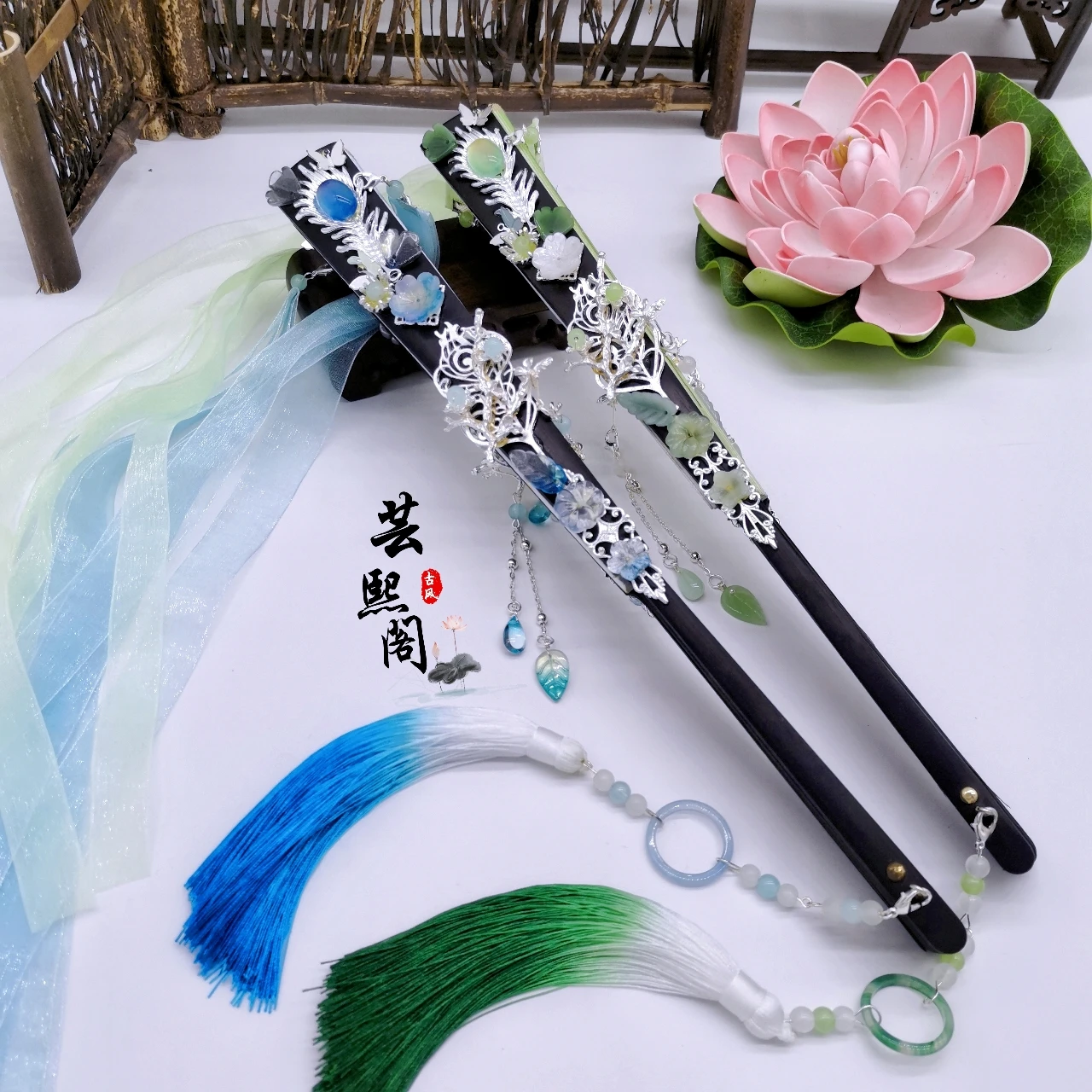 Tian guan ci fu feng shi shi qingxuan cosplay falt fächer hand gefaltete antike requisiten cooles papier fan tanz hand fächers tütze