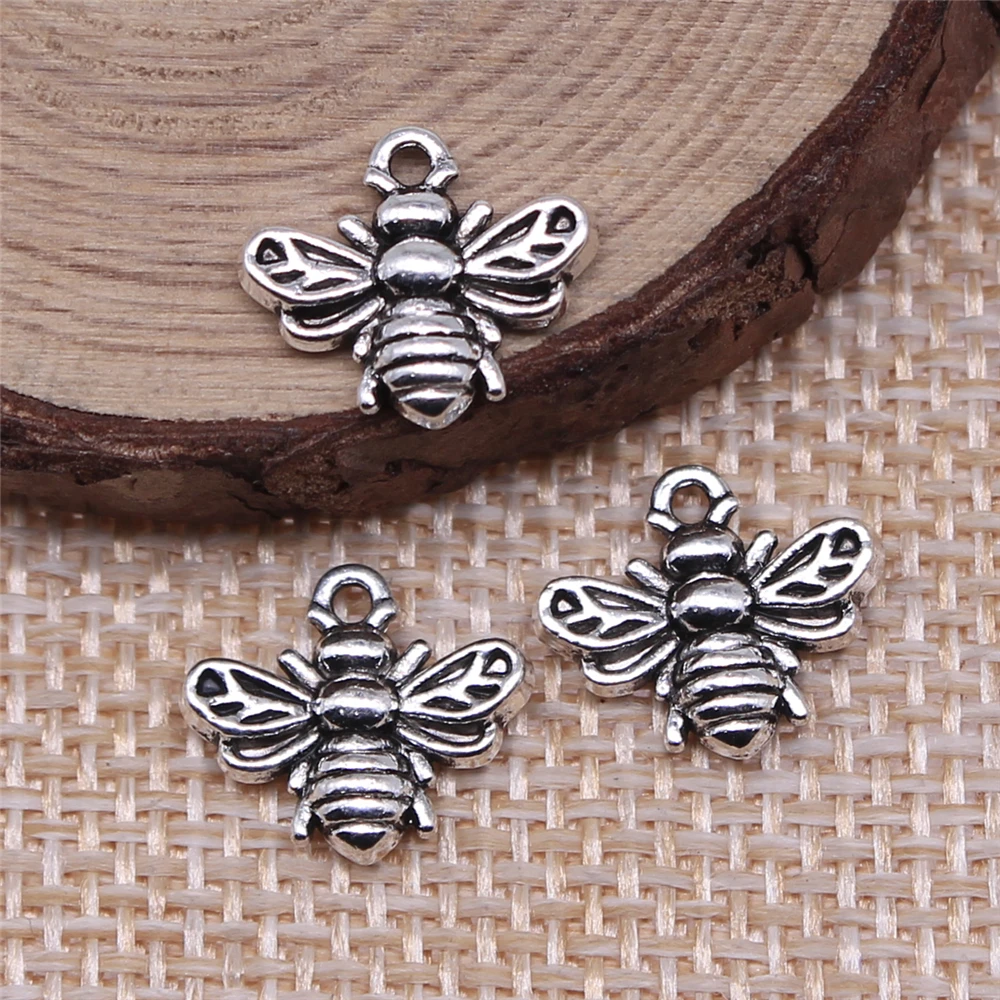 20pcs Antique Silver Bee Charms, DIY Jewelry Making