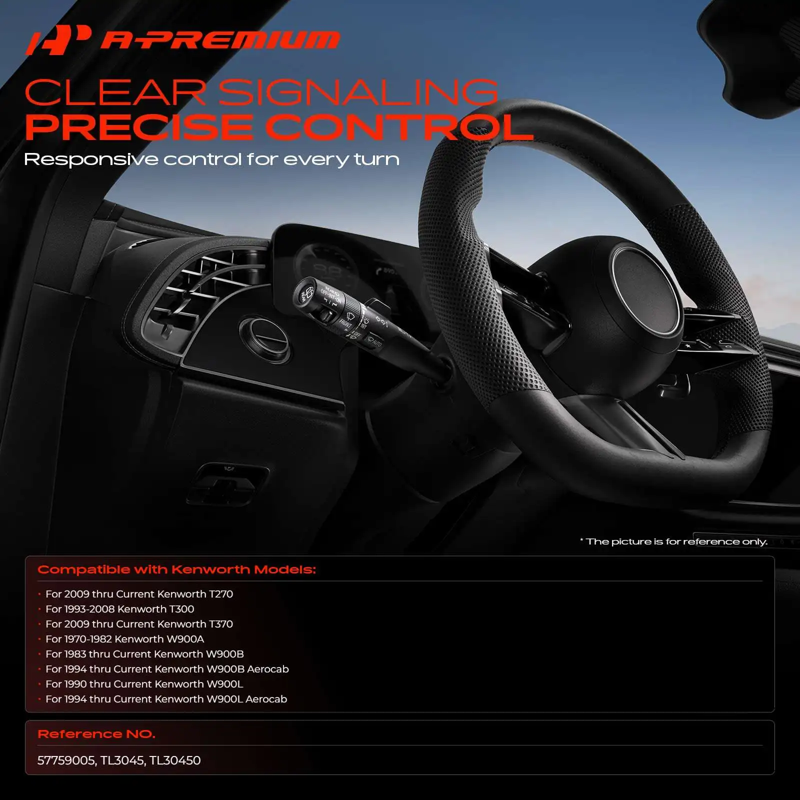 A-Premium Turn Signal Switch with 8 Blade for Kenworth T270 2009 T300 1993-2008 T370 2009 W900A 1970-1982 W900B 1983 W900L 1990