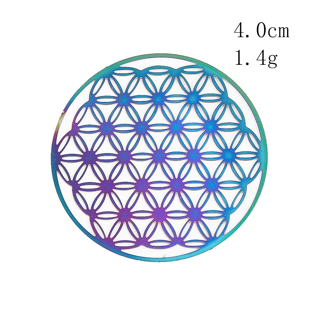 5pcs 40MM Openwork Flower of Life Round Stainless Steel Pendant Charms for Jewelry Making DIY Necklace Earrings Dangle Accessory