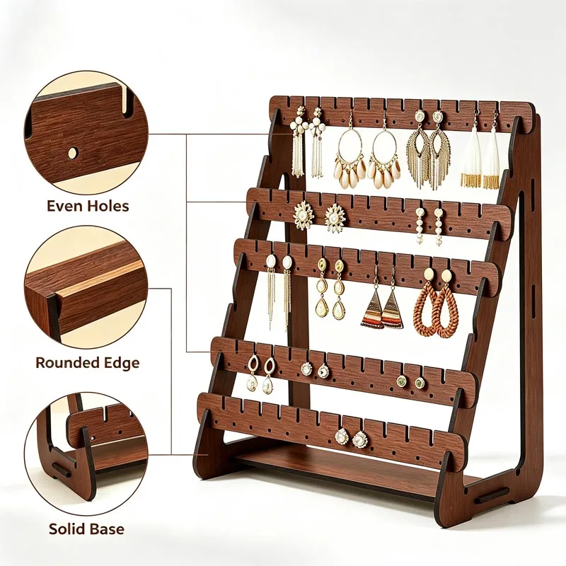 New Earring Display StandShowcase Earrings Holder Jewelry Display Storage for Dresser Vanity Table Shop Selling EHJ01