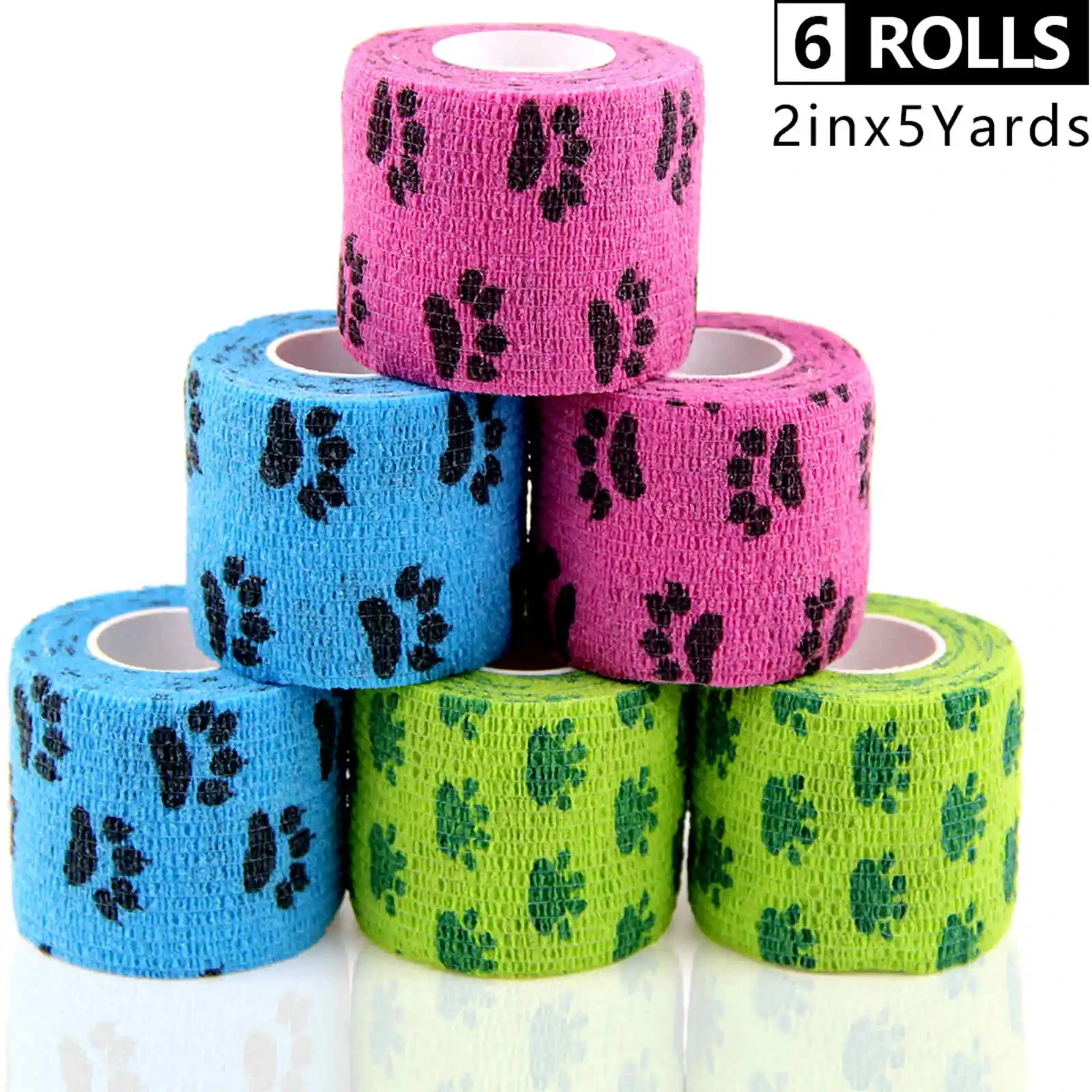 

2.5/5/7.5/10cm*4.8m 6 Roll Colorful Non Woven Elastic Self Adhesive Sports Bandage Cohesive Bandage for Fixing Finger Wrist Leg