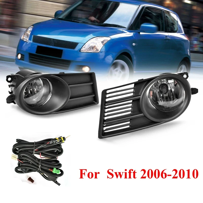 Front Bumper Fog Lights Fog Lamp Cover With Bulb H11 Switch Wire Bezel For Suzuki Swift 2006 2007 2008 2009 2010