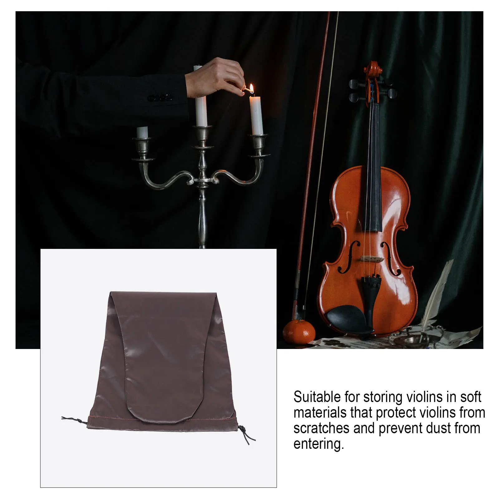 

Violin Dust Cover Blanket Comfortable Protective Sleeve Coffee Instrument Accessories