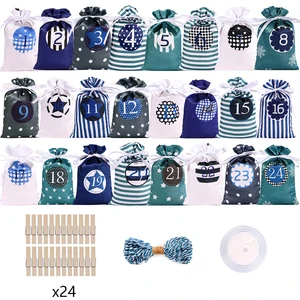 24 pcs Christmas decoration Advent Calendar Kerst Gift Bags Decoratie Diy Stickers of Wooden Ornament Natal Navidad 12 Main Sales Wood Calendar - №2