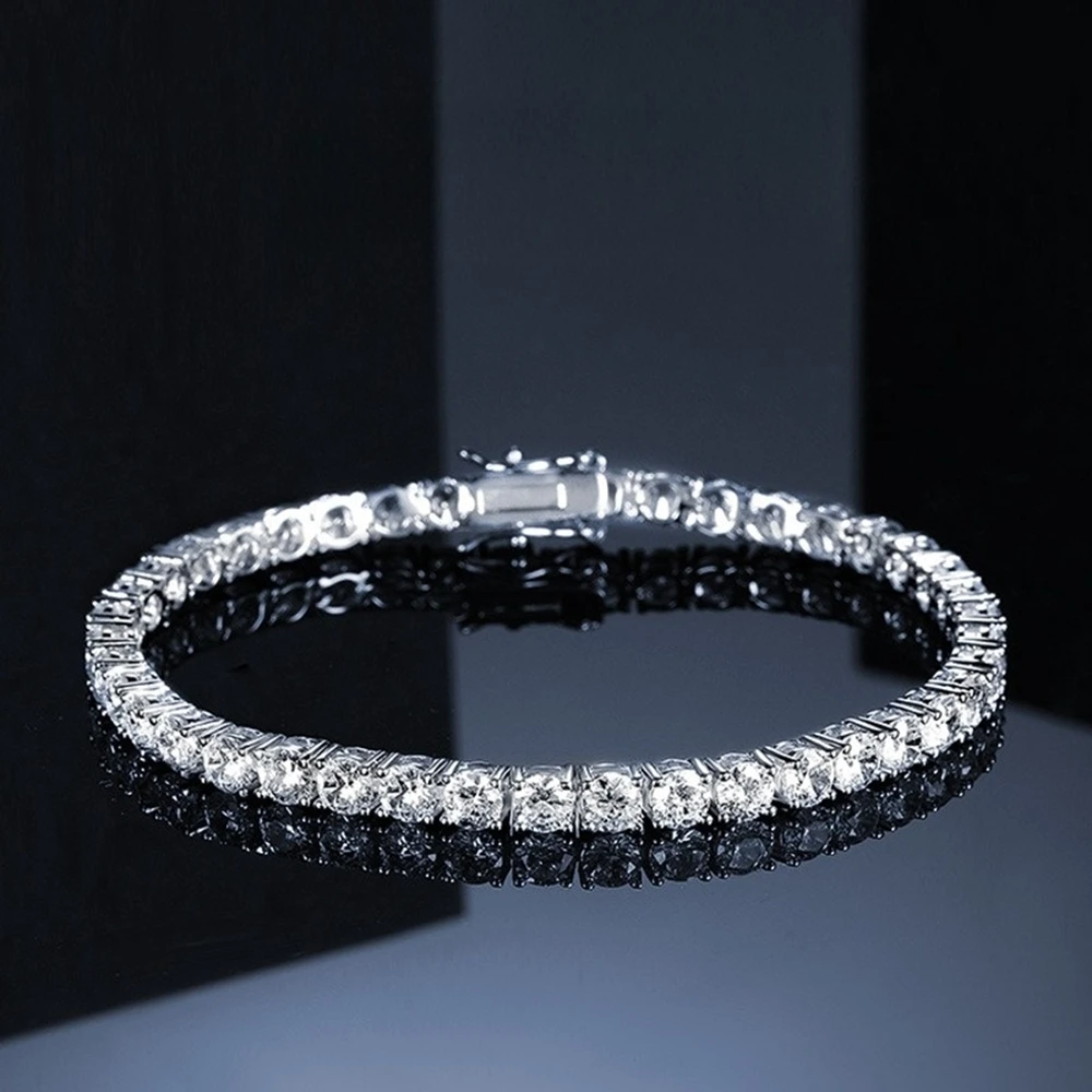 Factory Price  S925 Sterling Silver 3-5m D Color VVS1 Moissanite Diamond Tennis Bracet for Men Women with Certificate - view 2