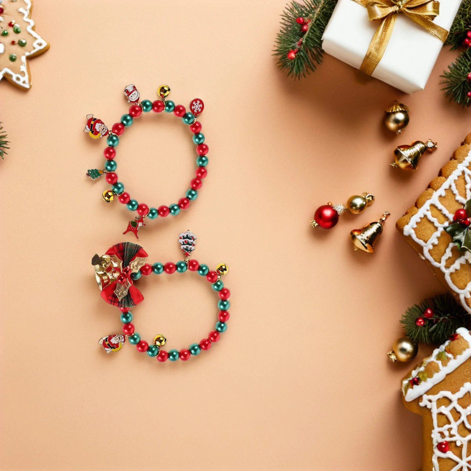 크리스마스 산타 장식 애완동물 목걸이 세트 이미지