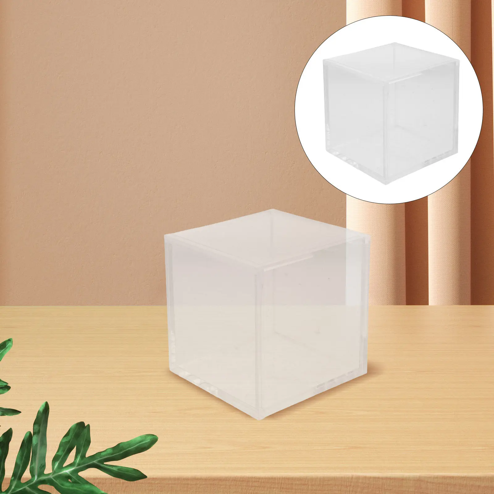 

Акриловый органайзер для украшений, маленький прозрачный квадратный декоративный куб для туалетного столика, настольный футляр для хранения 3.54 с выдвижной крышкой