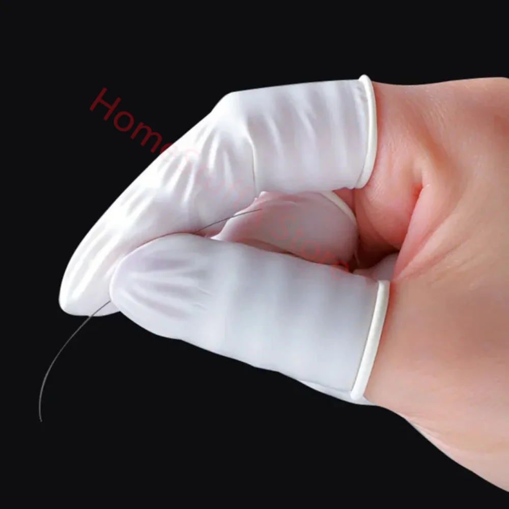 100pc Natural Disposable Latex Finger Cots Non-slip Anti-static Finger Condoms for Beautician Work Fingertips Protector Gloves