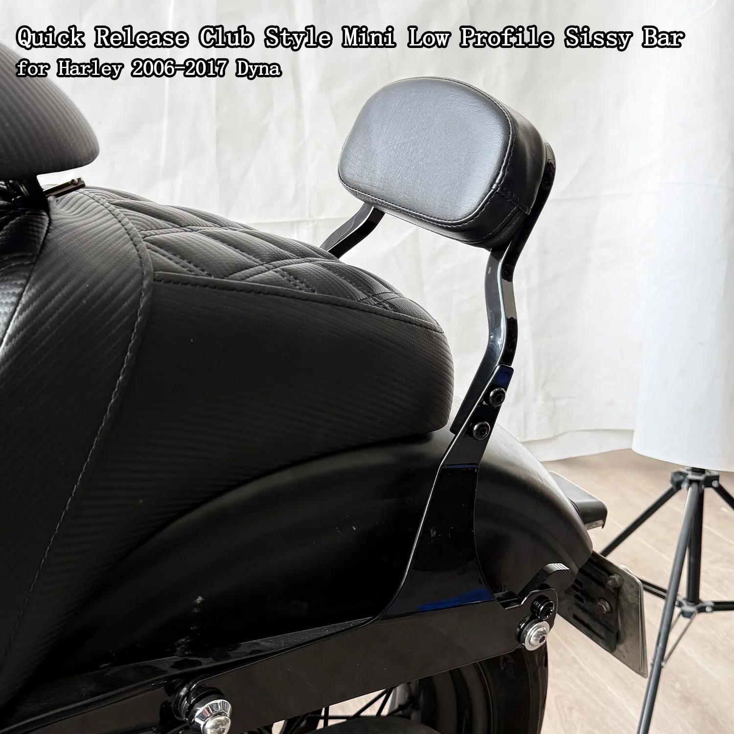 Quick Release Club Style Mini Low Profile Sissy Bar with Docking Kit for 06-17Dyna except FXDF FXDFSE&10-17 FXDWG 12-17 DYNA FLD