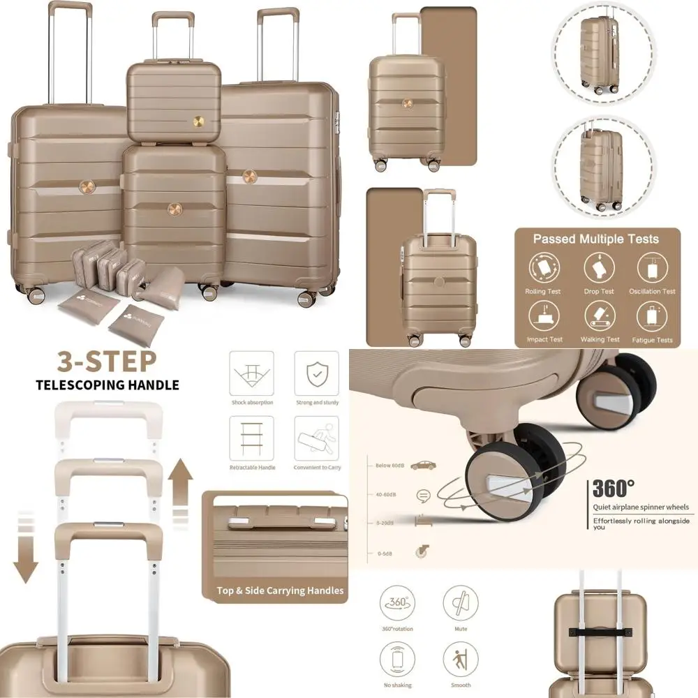 

Легкие чемоданы из твердого полипропилена с двойными вращающимися колесами и замком tsa для путешествий