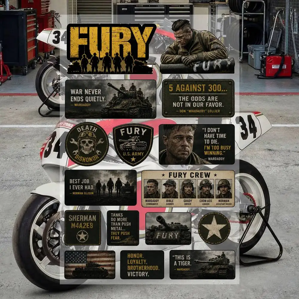 F-ury Ästhetische Graffiti Wasserfeste PVC-Aufkleber für Auto Motorrad Skateboard Helm Notizbuch