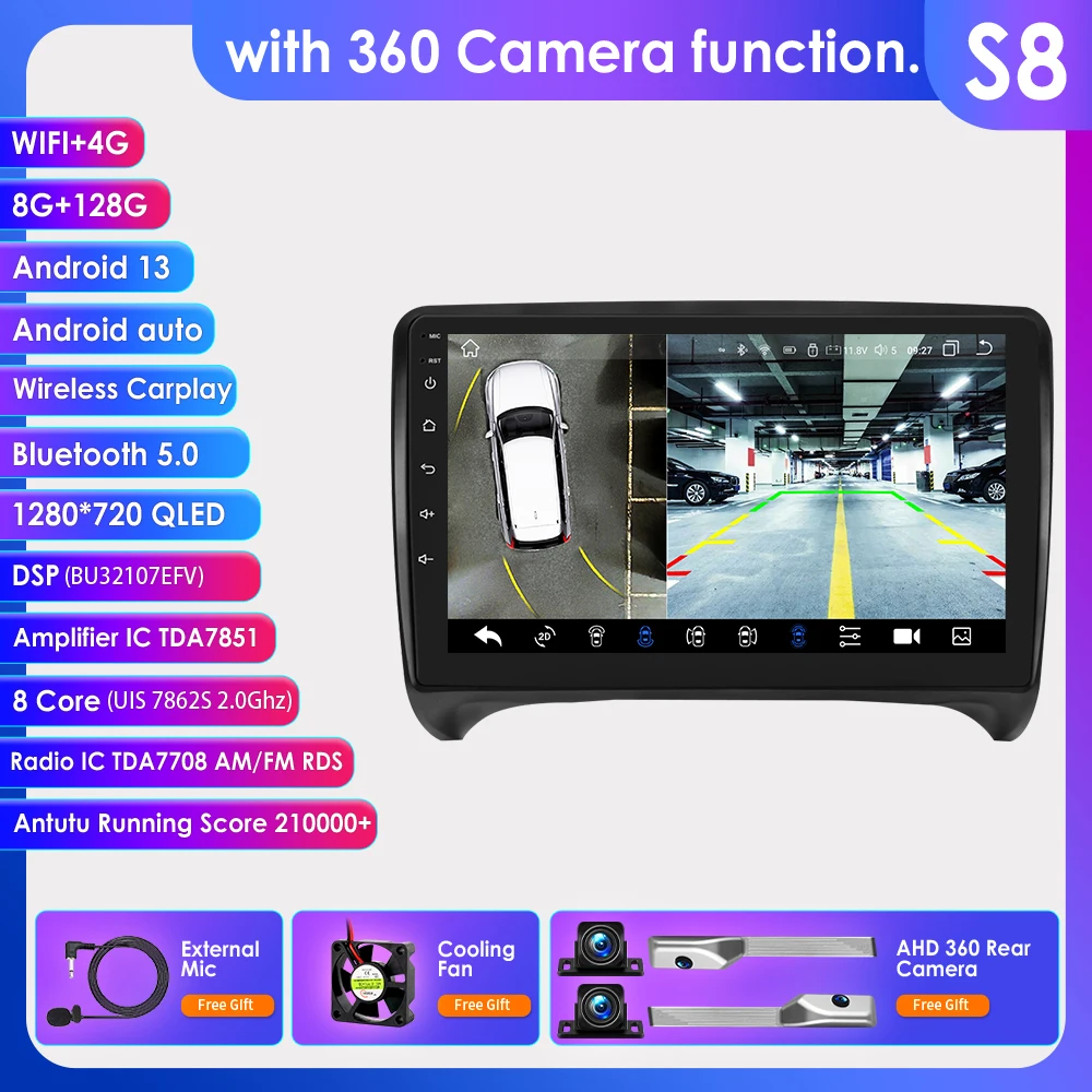 Hizpo 7862 2Din Android autoradio voor Audi TT MK2 8J 2006-2014 multimediaspeler stereo GPS headunit Carplay intelligente systemen