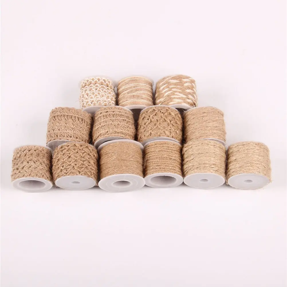 5M Natural Burlap Ribbon Roll Jute Twine Flexible Elastic for DIY Crafts Gardening Wedding Party Decor Burlap Ribbon