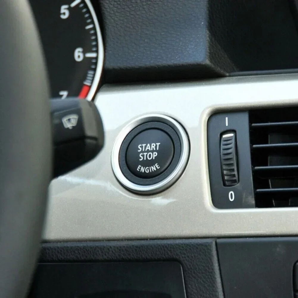 อัพเกรดภายในของคุณสําหรับ BMW ด้วยฝาครอบสวิตช์ปุ่ม Start Stop สีดํา Perfect Fit สําหรับ E70 X6 E71 E84 X3 E83