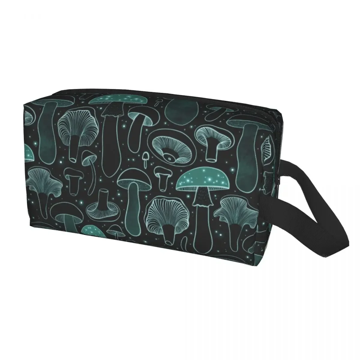 Custom Abstract Glowing Mushrooms Pattern Travel Cosmetic Bag Women Toiletry Makeup Organizer Ladies Beauty Storage Dopp Kit