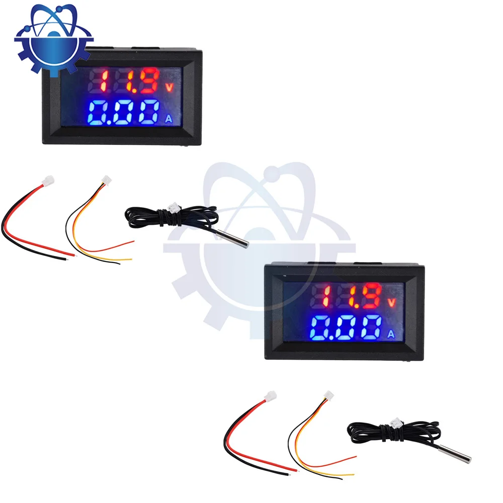 DC4-30V 10A Voltage Stroom Vermogen Temperatuurmeter LED Display Paneel Met NTC Temperatuur Sensor Regulator Huidige Meter Tester